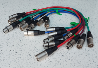 10 x XLR Patch Cables Two of Each Colour Red Green Blue Purple White